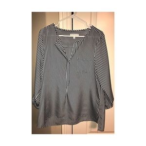 Chaus Black/white striped blouse size Large